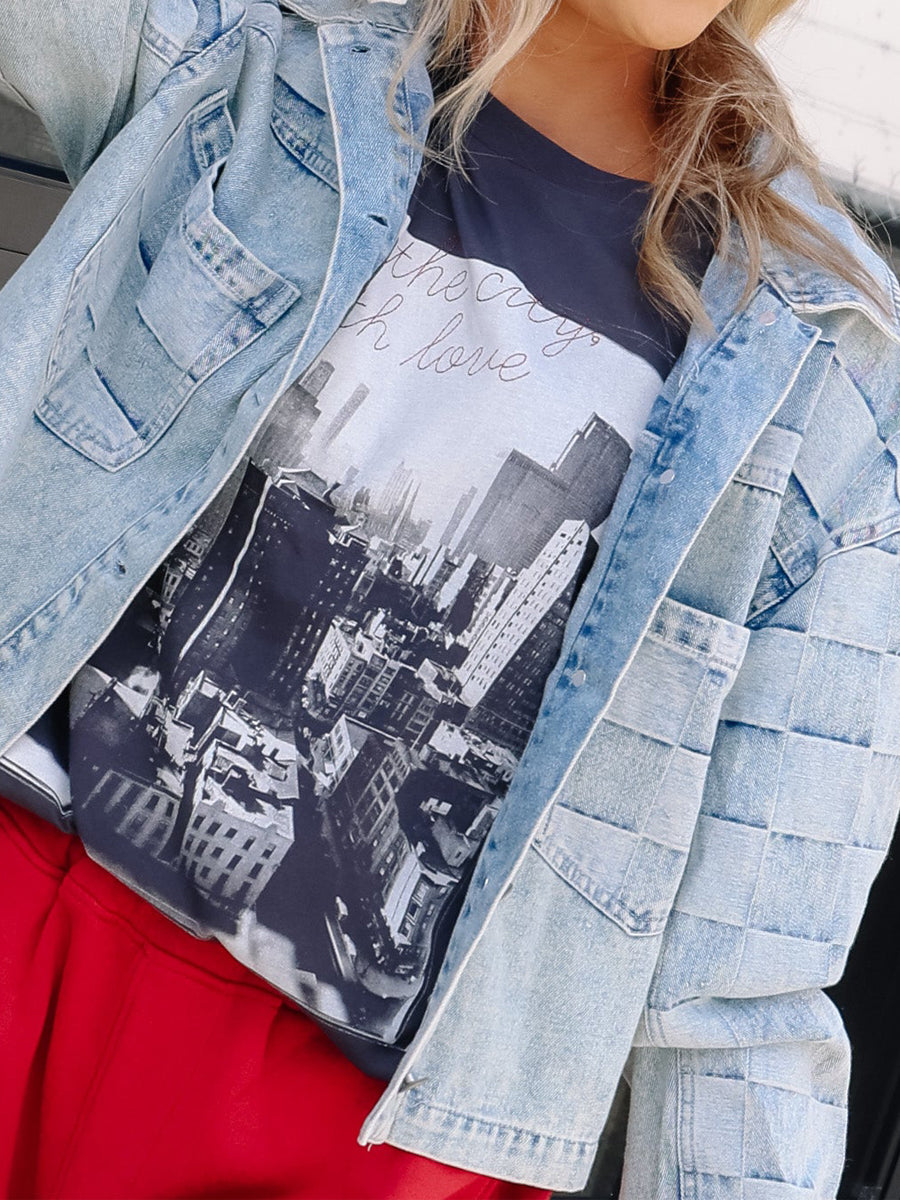 Denim Washed Long Sleeve Jacket