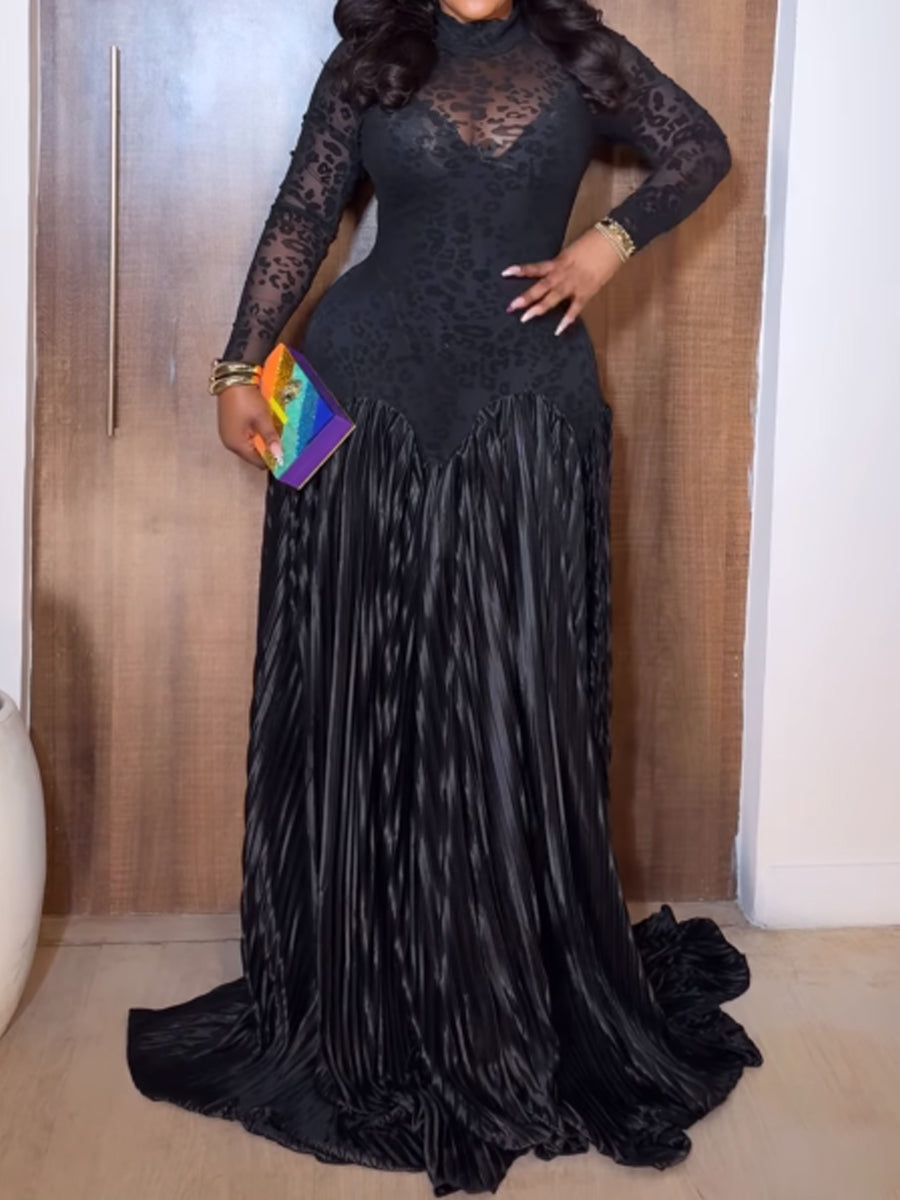 Fashion Sexy See-through Printed Maxi Dress