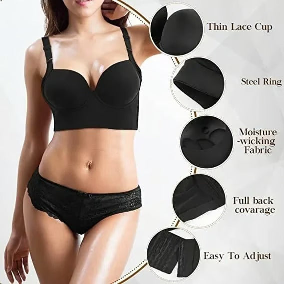 Modischer BH mit eingearbeiteter Shapewear, geraffte Brüste, tiefer V-BH
