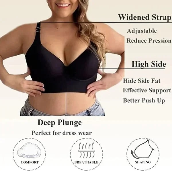 Modischer BH mit eingearbeiteter Shapewear, geraffte Brüste, tiefer V-BH