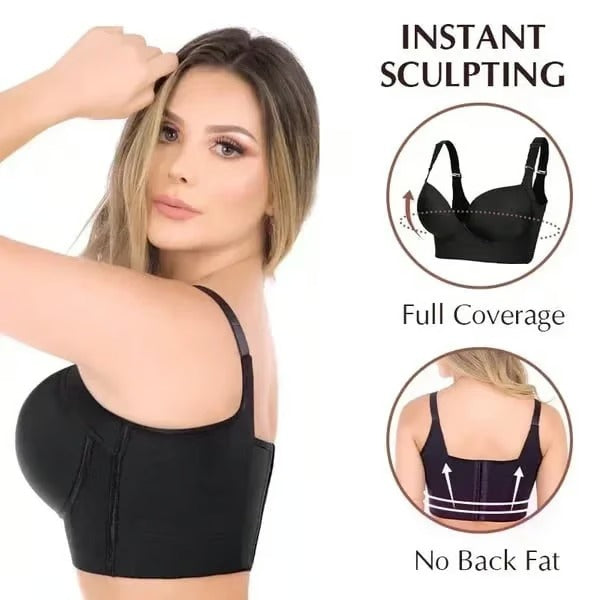 Modischer BH mit eingearbeiteter Shapewear, geraffte Brüste, tiefer V-BH