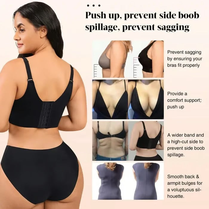 Modischer BH mit eingearbeiteter Shapewear, geraffte Brüste, tiefer V-BH