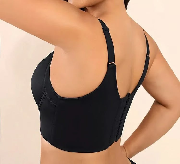 Modischer BH mit eingearbeiteter Shapewear, geraffte Brüste, tiefer V-BH