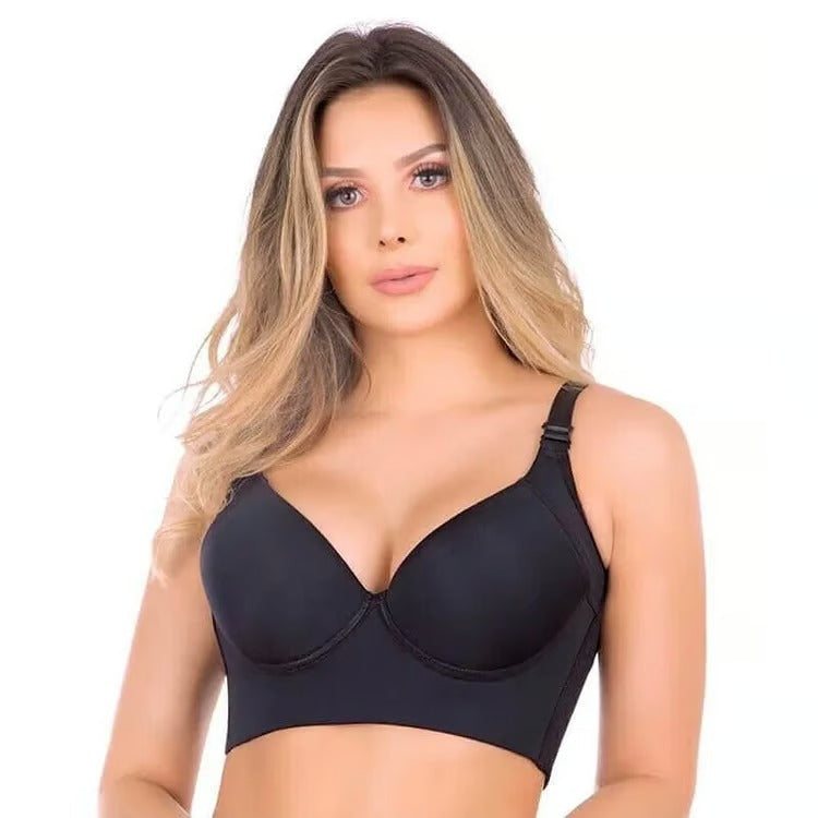 Modischer BH mit eingearbeiteter Shapewear, geraffte Brüste, tiefer V-BH