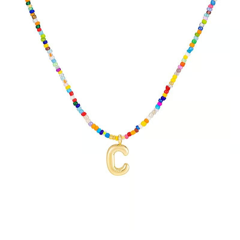 Adjustable Bubble Initials Necklace