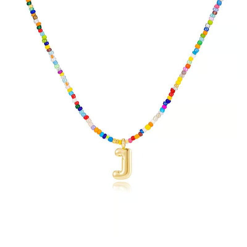 Adjustable Bubble Initials Necklace