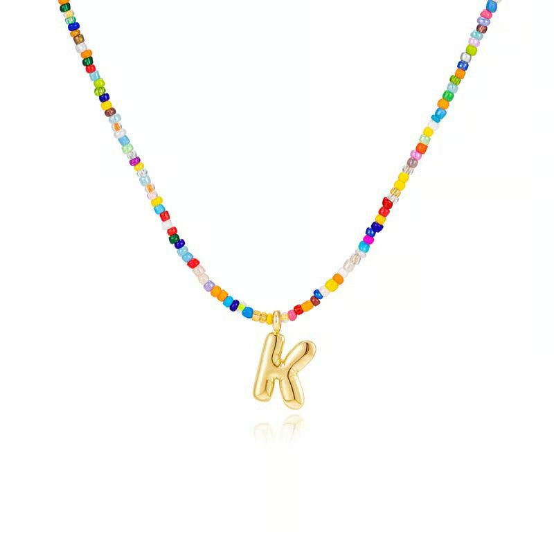 Adjustable Bubble Initials Necklace