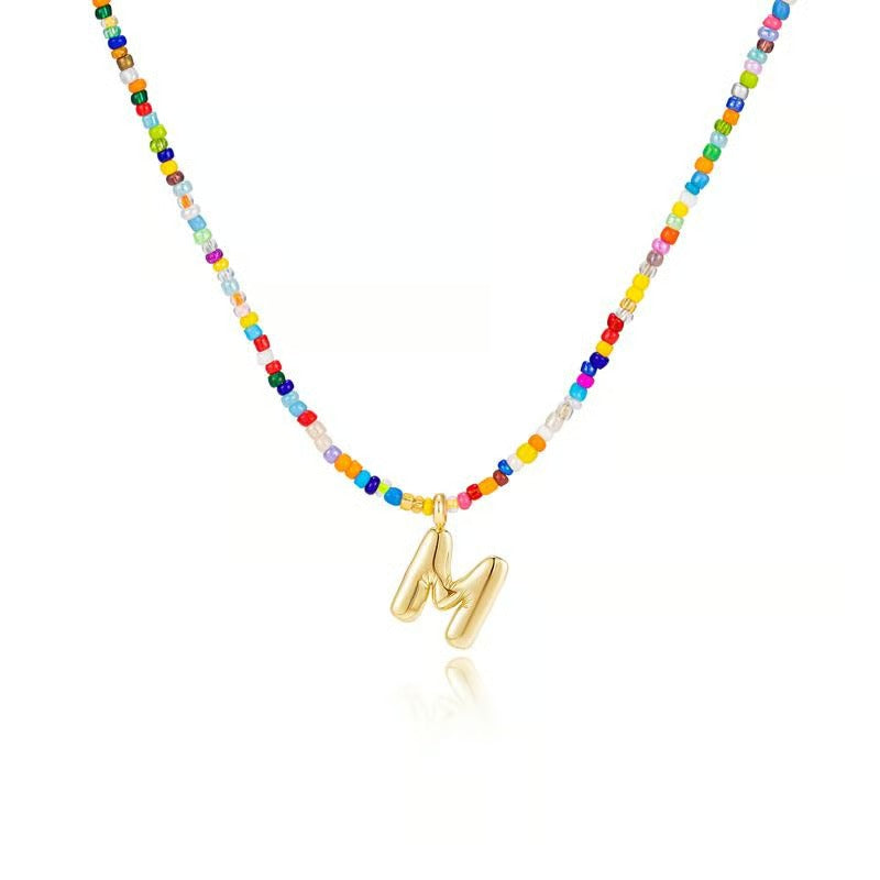 Adjustable Bubble Initials Necklace