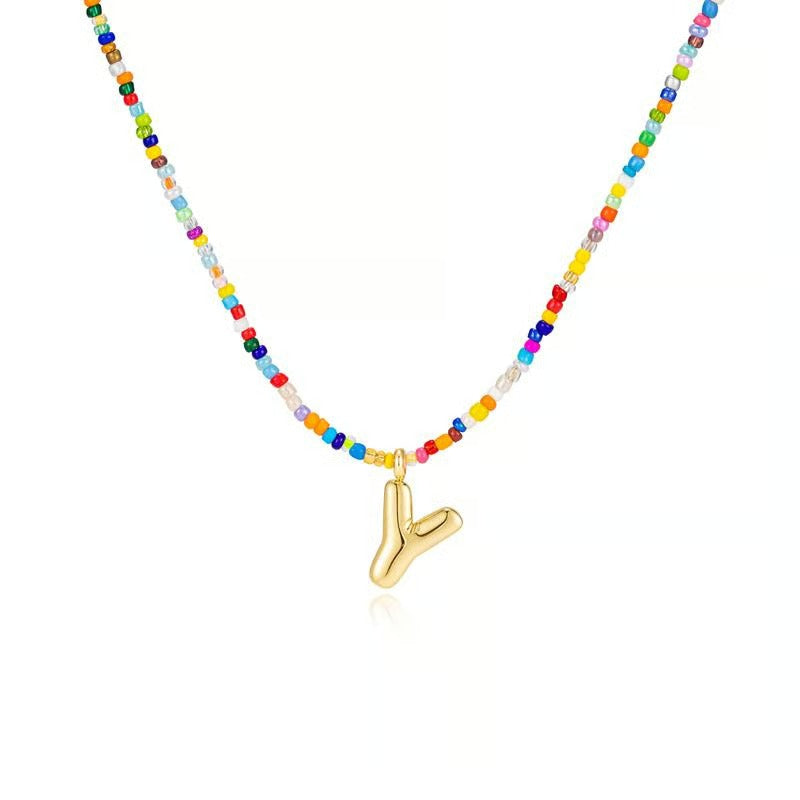 Adjustable Bubble Initials Necklace