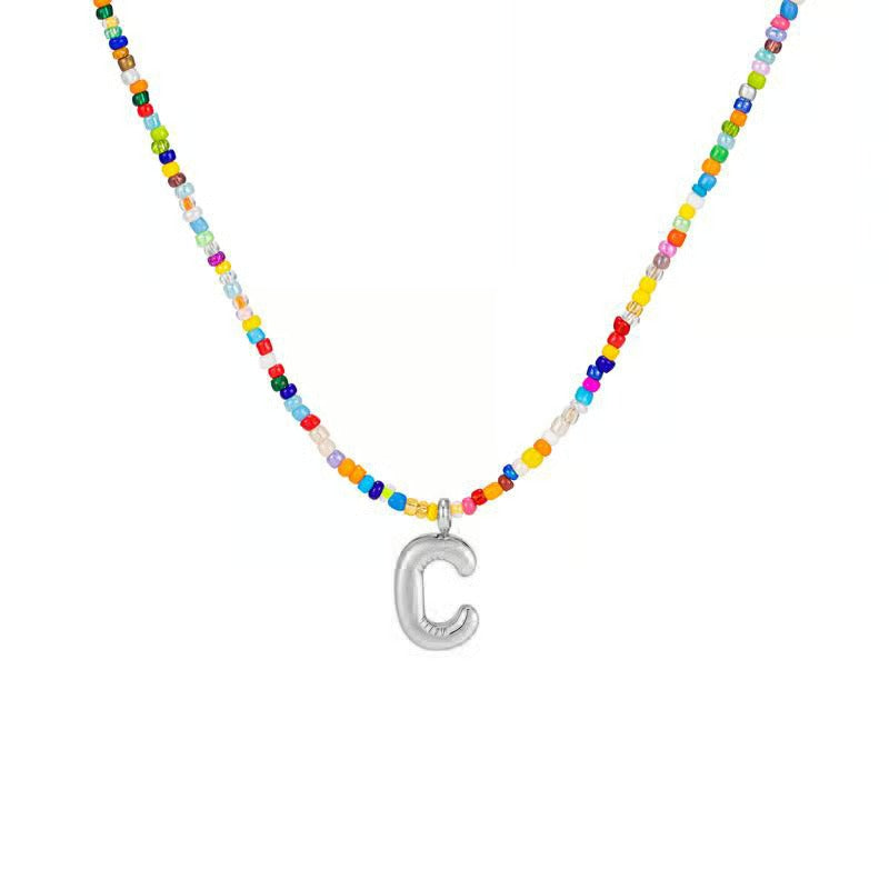 Adjustable Bubble Initials Necklace