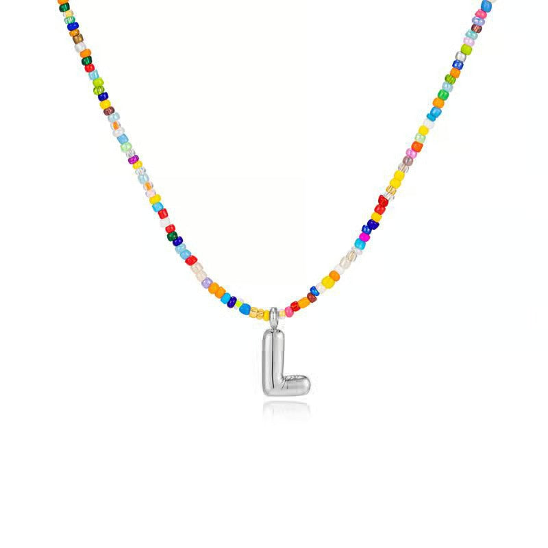 Adjustable Bubble Initials Necklace