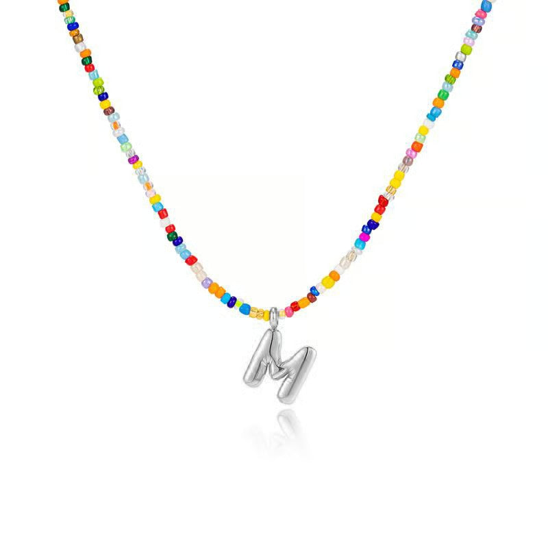 Adjustable Bubble Initials Necklace