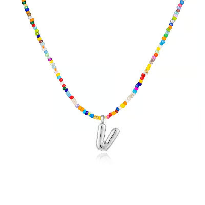 Adjustable Bubble Initials Necklace