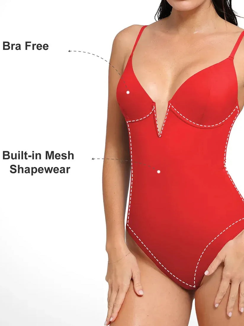 Plunging V Slimming One-Piece Swimsuit