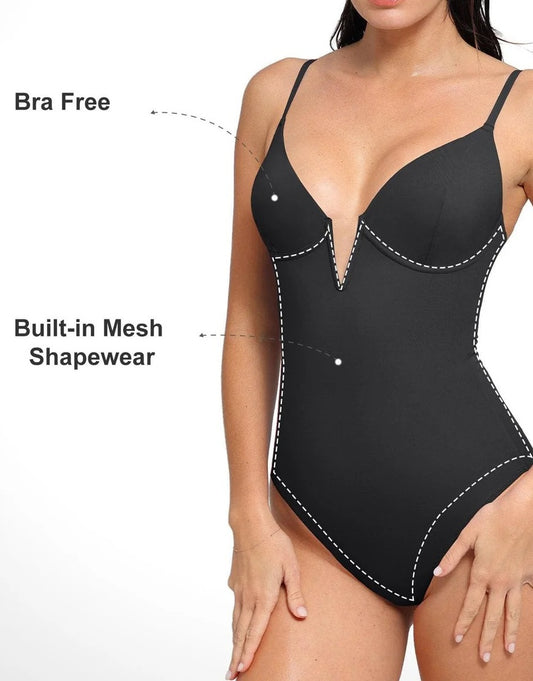 Plunging V Slimming One-Piece Swimsuit