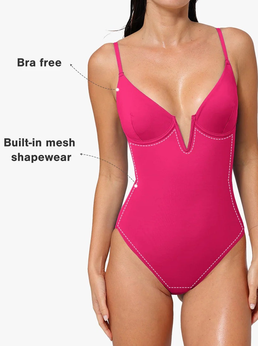 Plunging V Slimming One-Piece Swimsuit