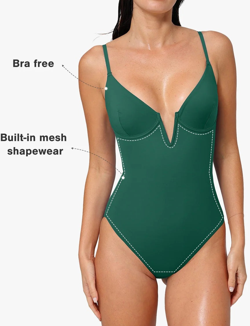 Plunging V Slimming One-Piece Swimsuit