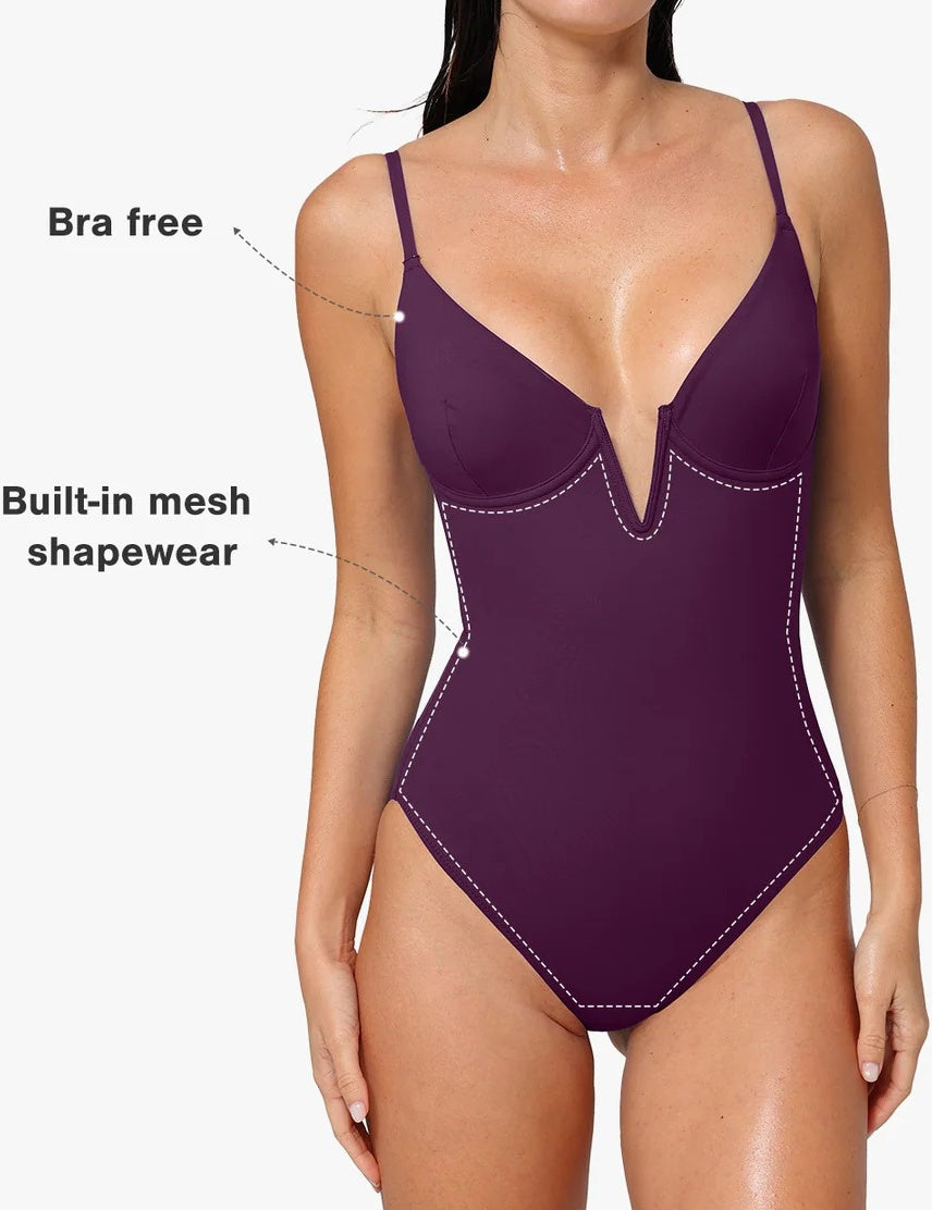 Plunging V Slimming One-Piece Swimsuit