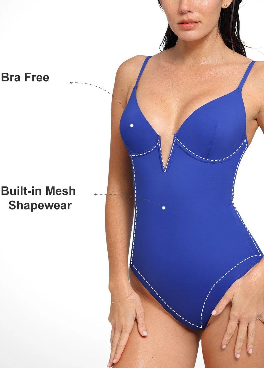 Plunging V Slimming One-Piece Swimsuit