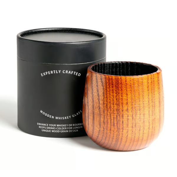 Handmade And Charred Drinking Vessel -Original Wooden Bourbon Drinking Glass