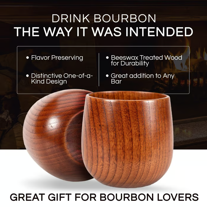 Handmade And Charred Drinking Vessel -Original Wooden Bourbon Drinking Glass
