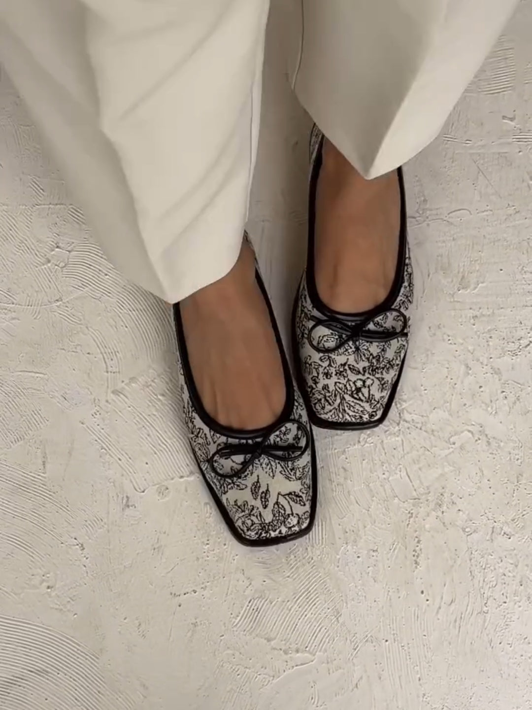 Black Ballet Flats With Bow