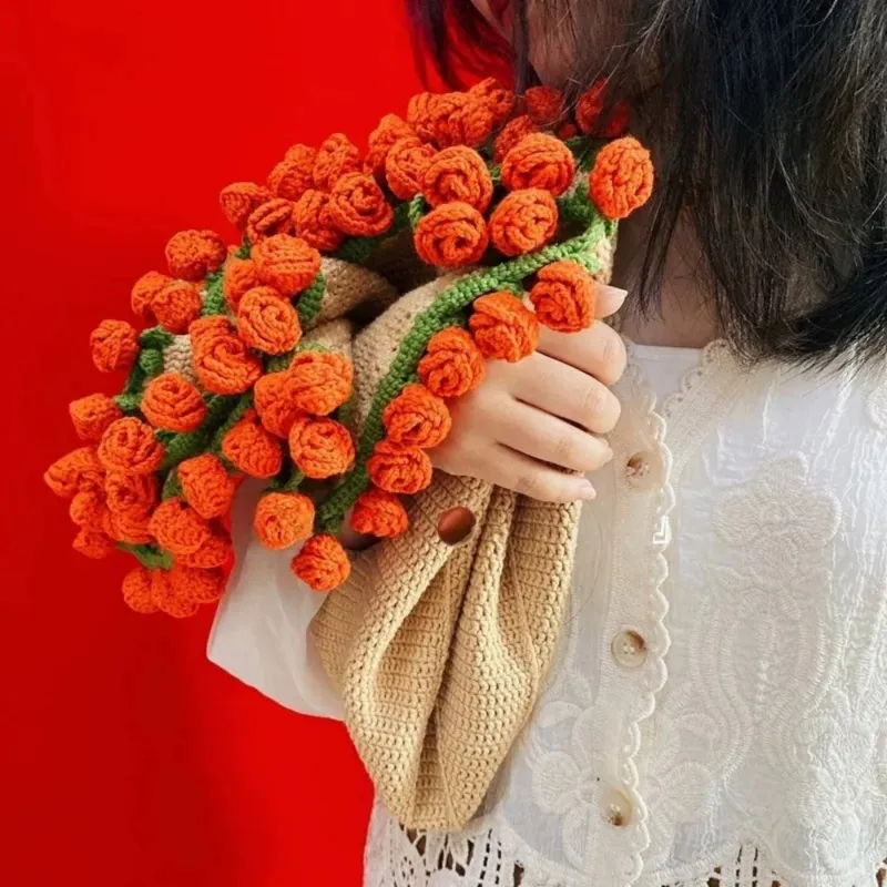 Hand-Knitted Rose Blanket DIY Kit & Ready