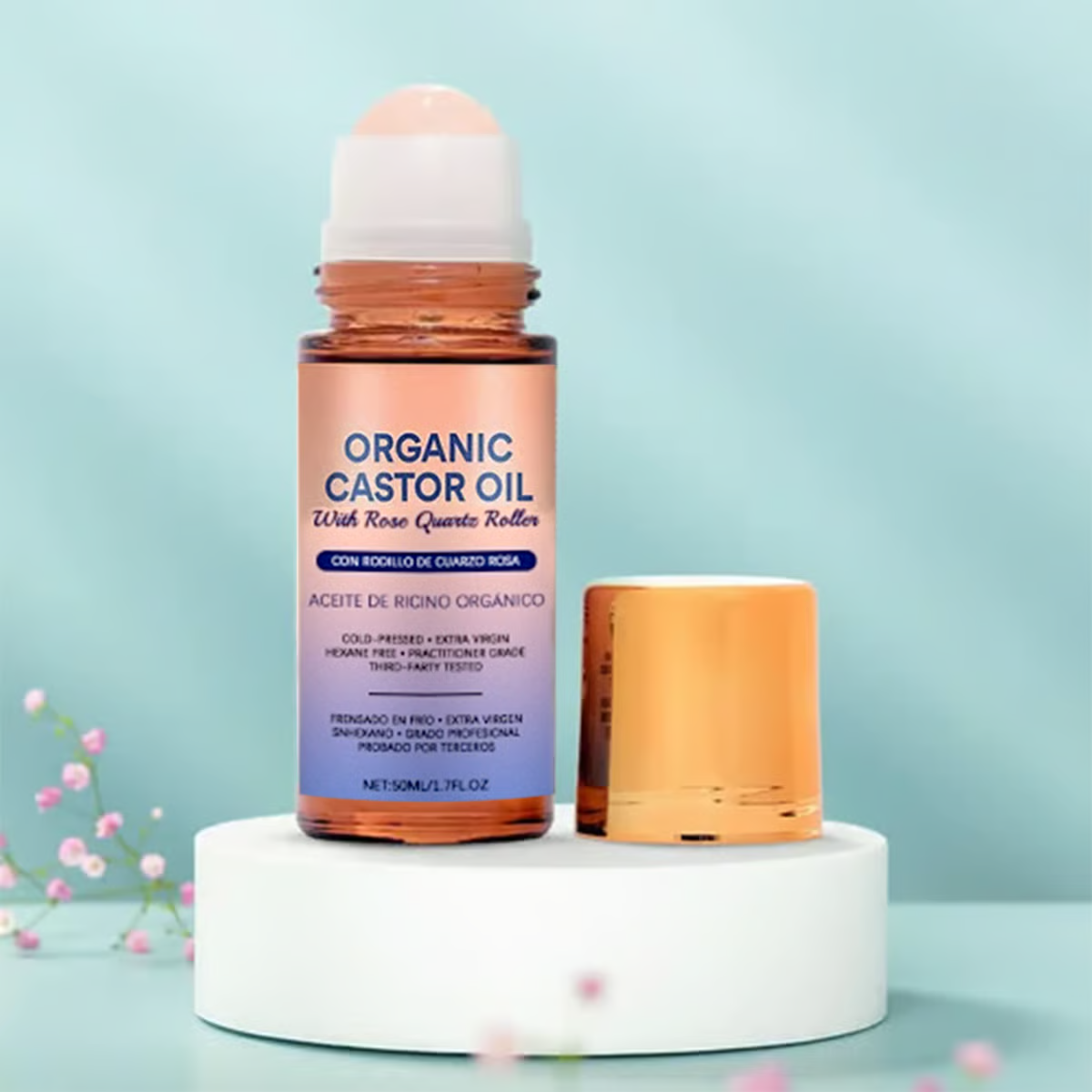 Organic Castor Oil Roll-On - For Radiant Skin, Lush Hair & Relaxation