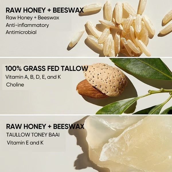Organic Grass-Fed Beef Tallow Balm With Raw Honey
