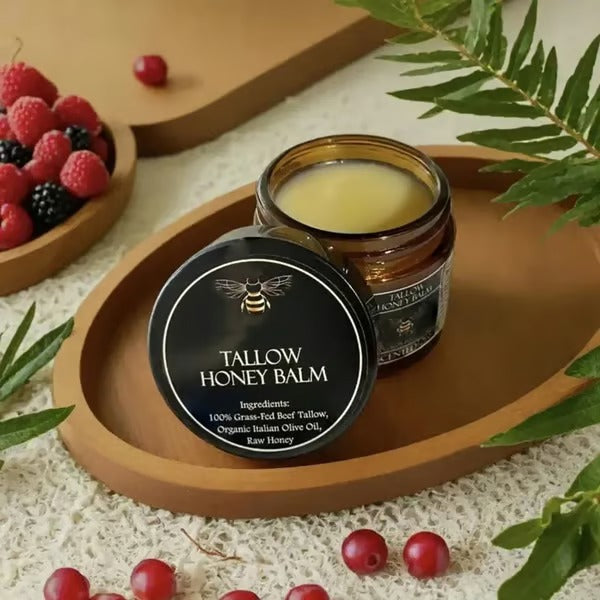 Organic Grass-Fed Beef Tallow Balm With Raw Honey
