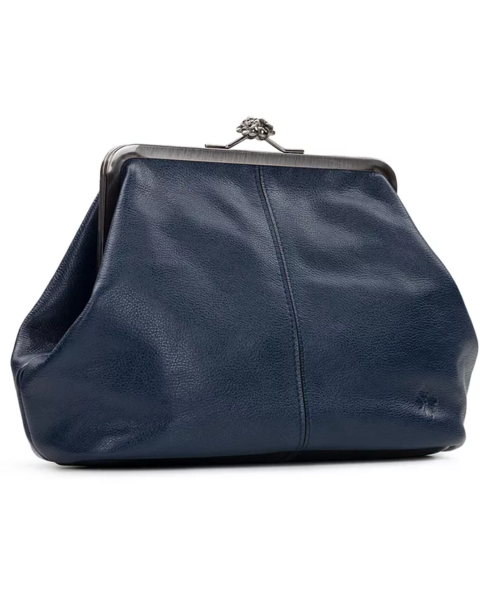 Classic Kiss-lock Closure Adorned Leather Bag