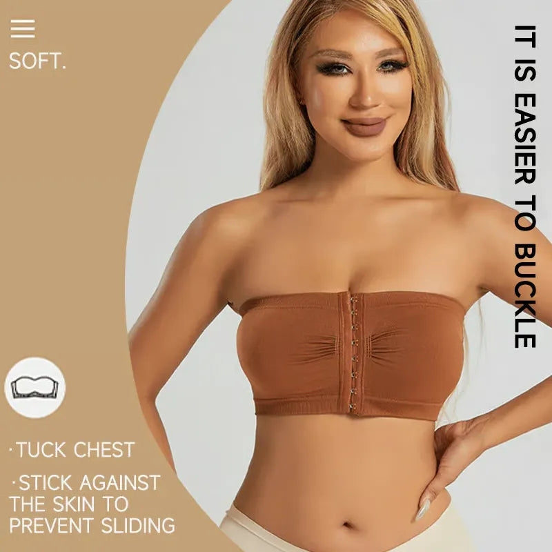 Plus Size Strapless Front Buckle Breathable Bra