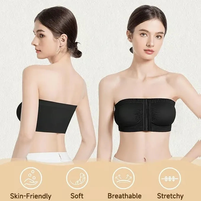 Plus Size Strapless Front Buckle Breathable Bra