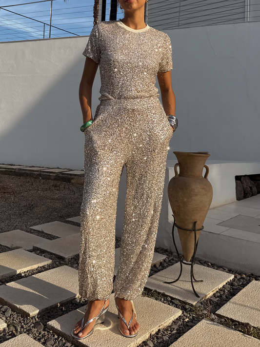 Silver Sequin Trousers