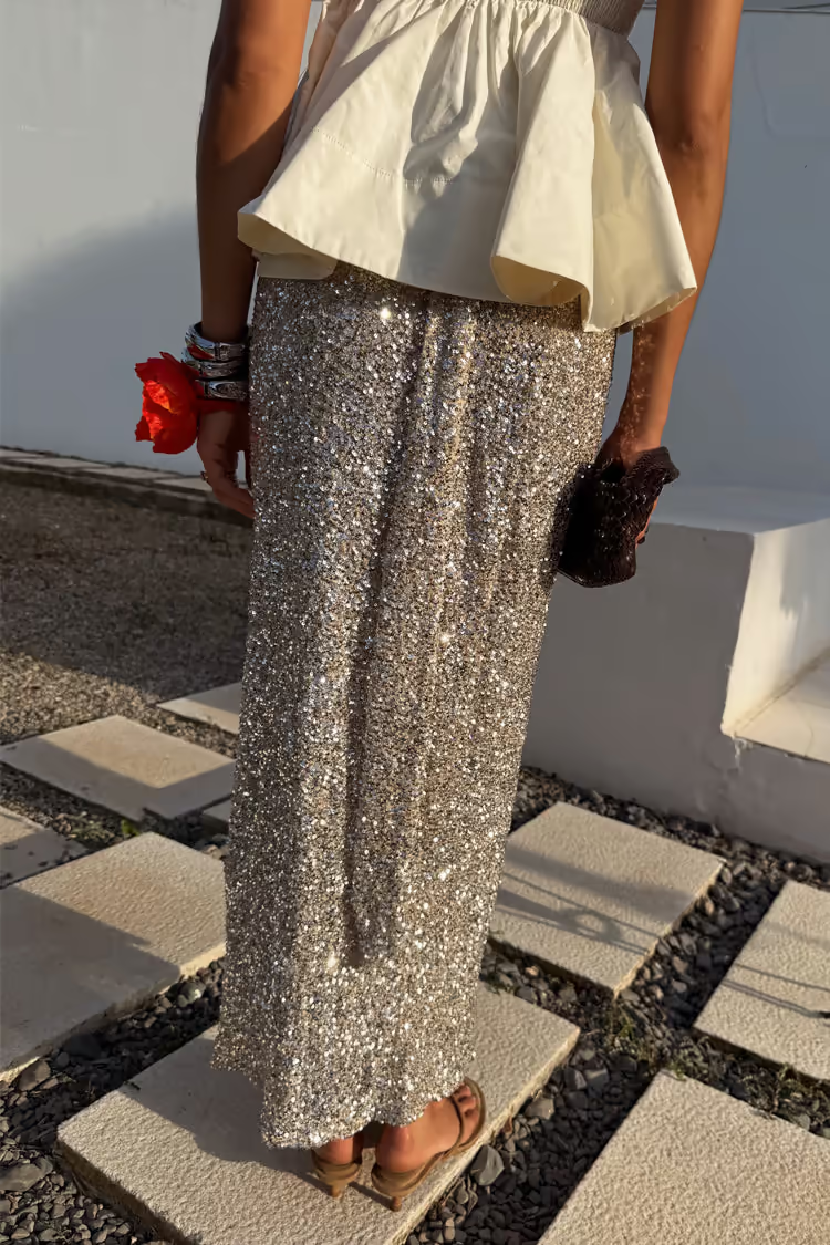 Sequin Maxi Wrap Skirt