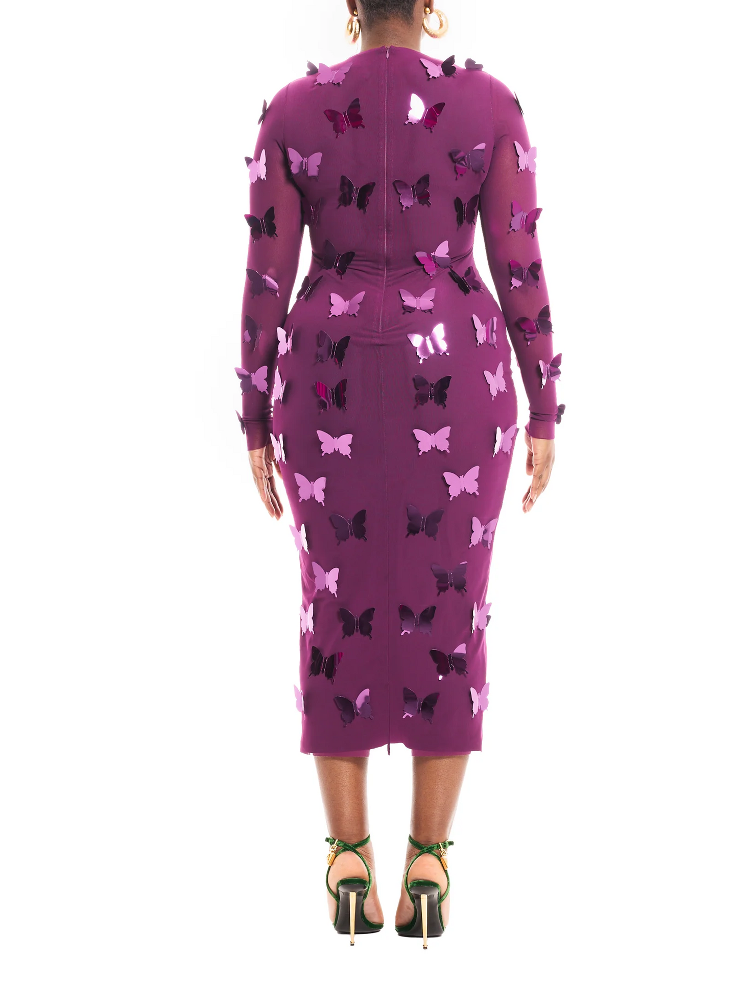 Butterfly Embellished Mesh Dress