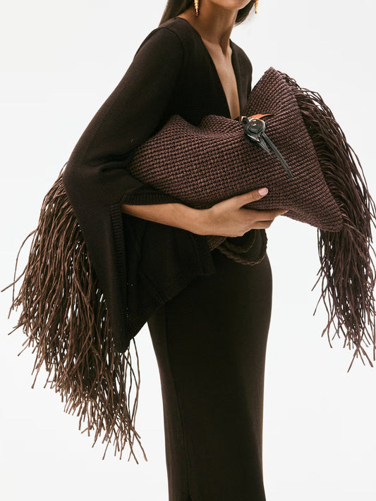 Straw Bag With Fringe