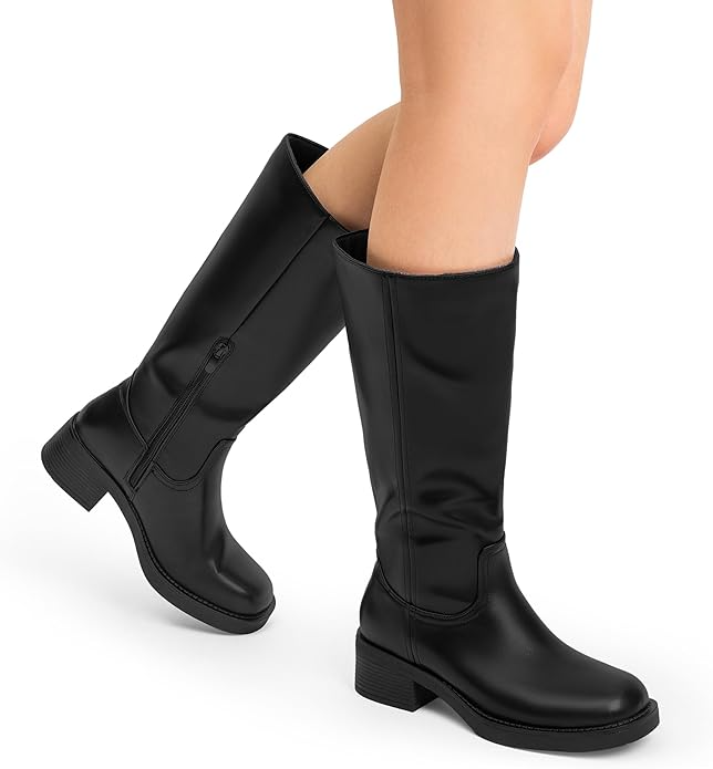 Womens Knee High Boots Square Toe