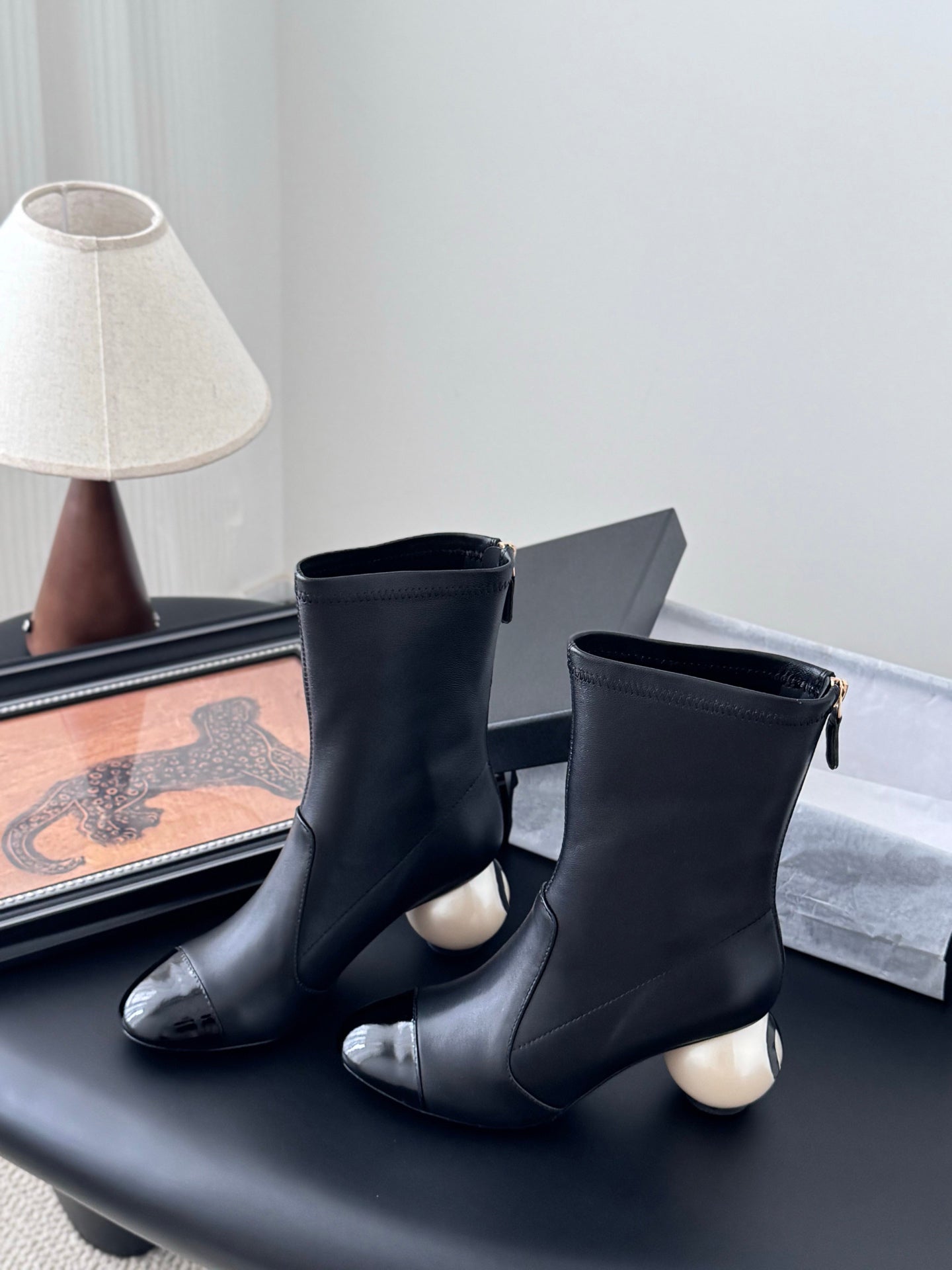 Oversized Pearl Heel Boots