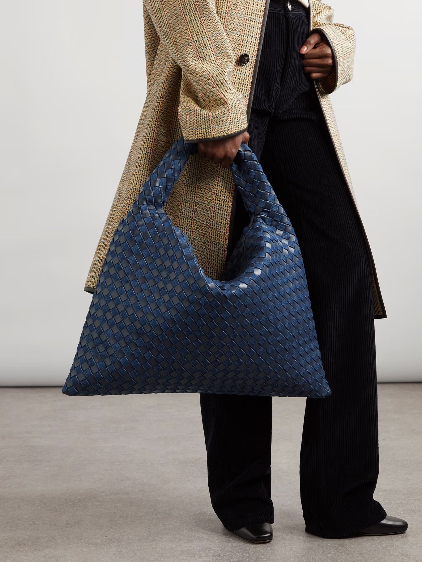 Large Leather And Denim Tote
