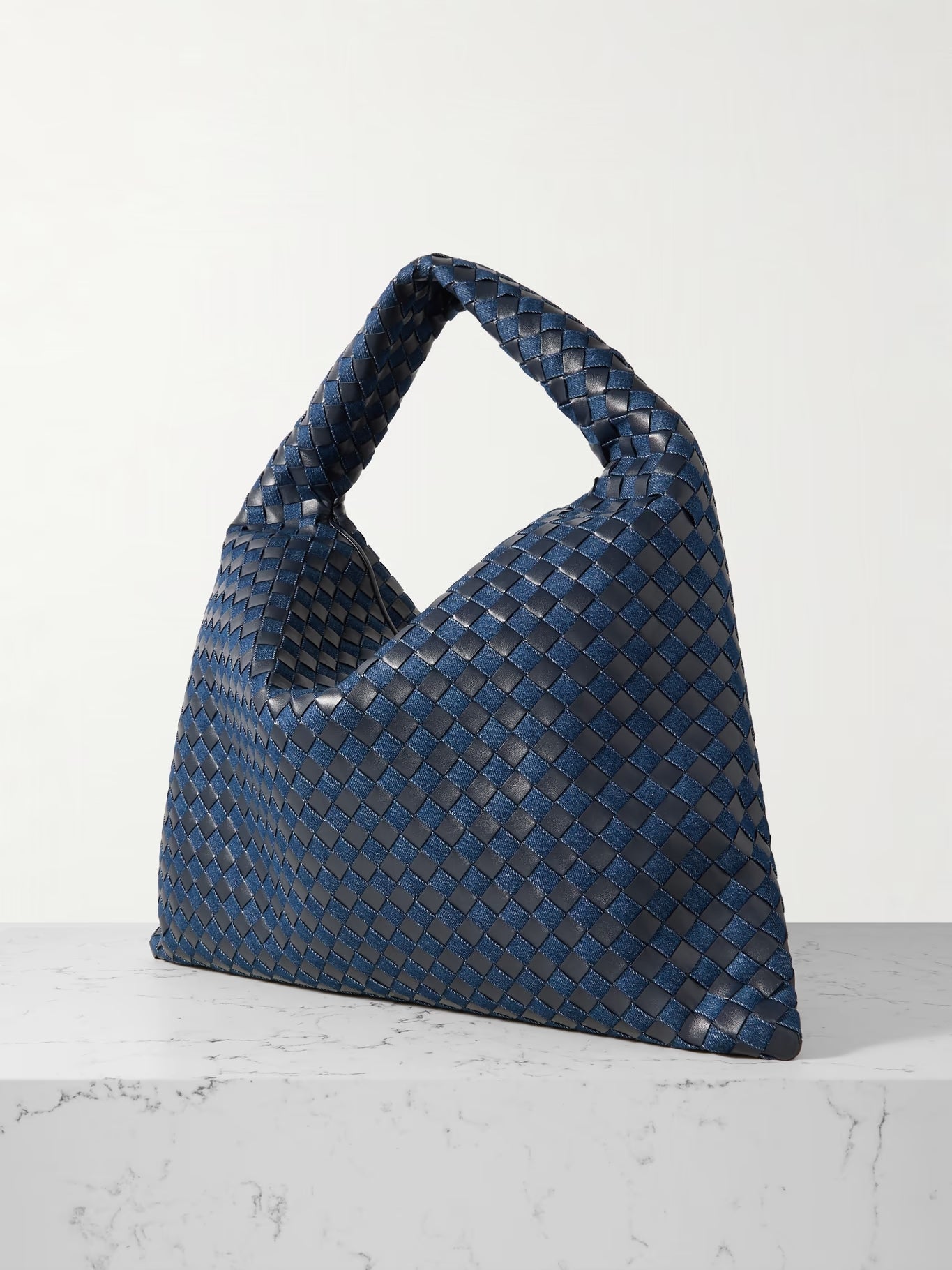 Large Leather And Denim Tote