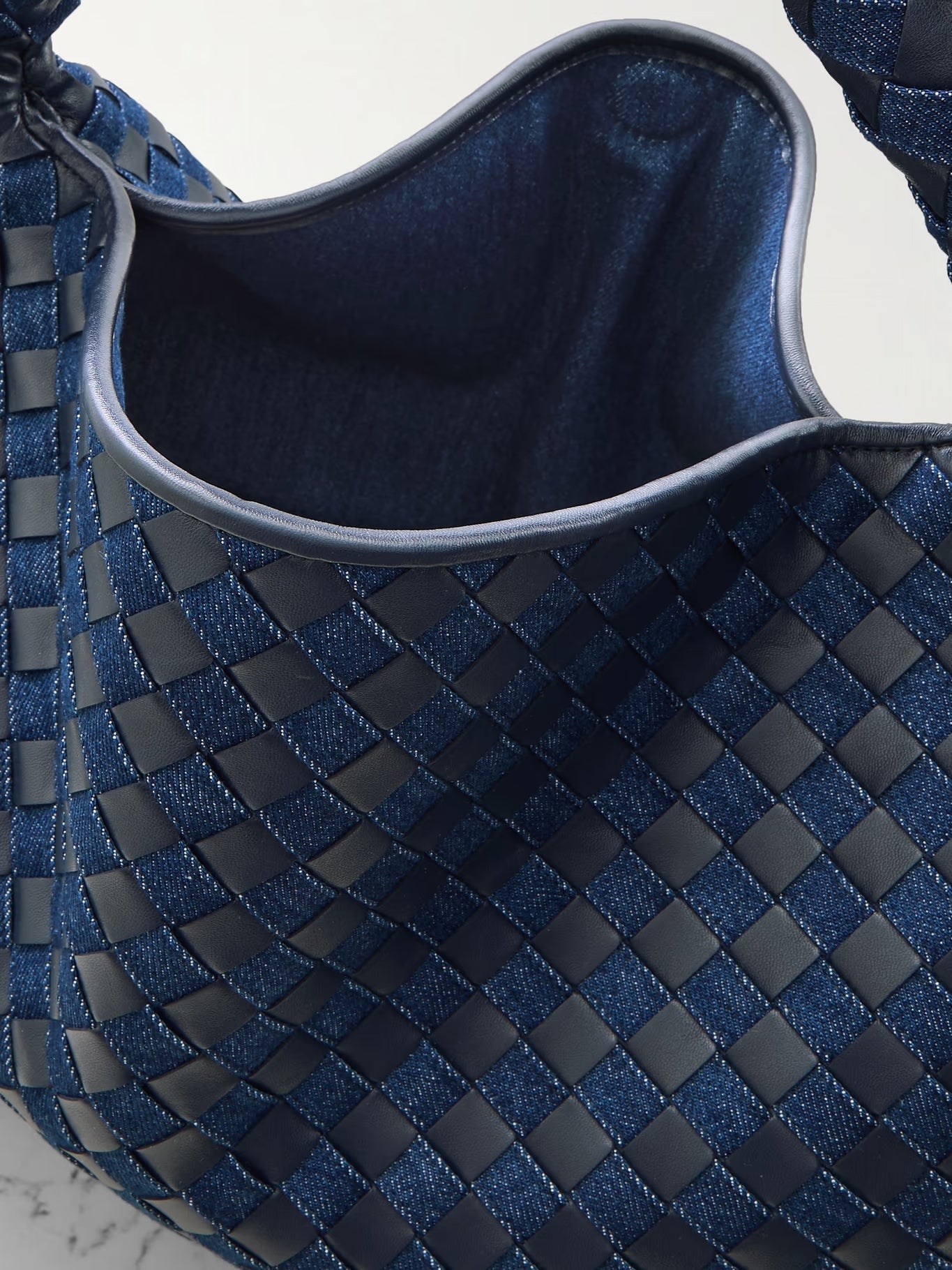 Large Leather And Denim Tote