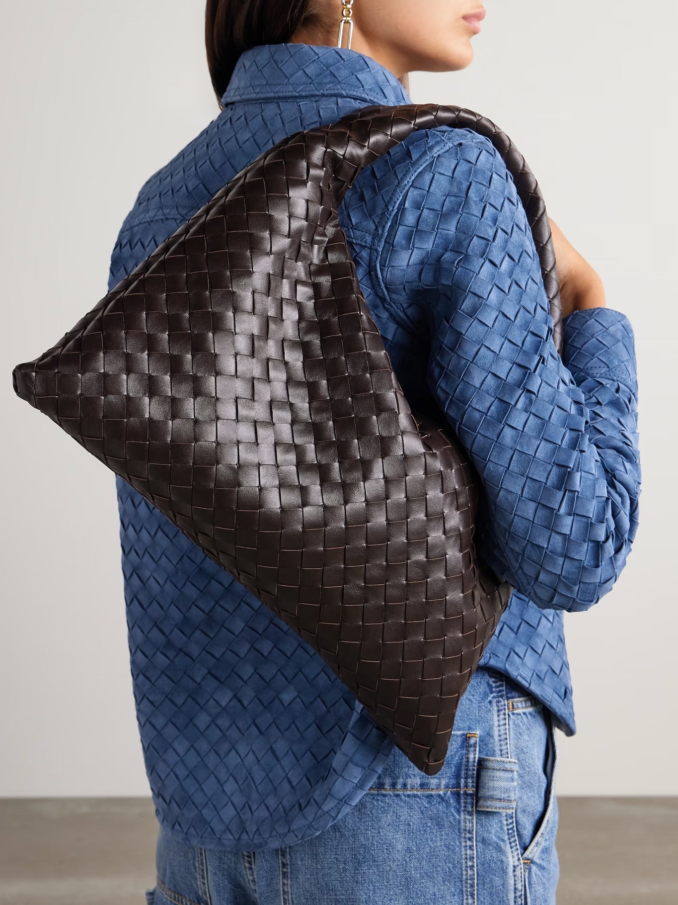 Large Leather And Denim Tote