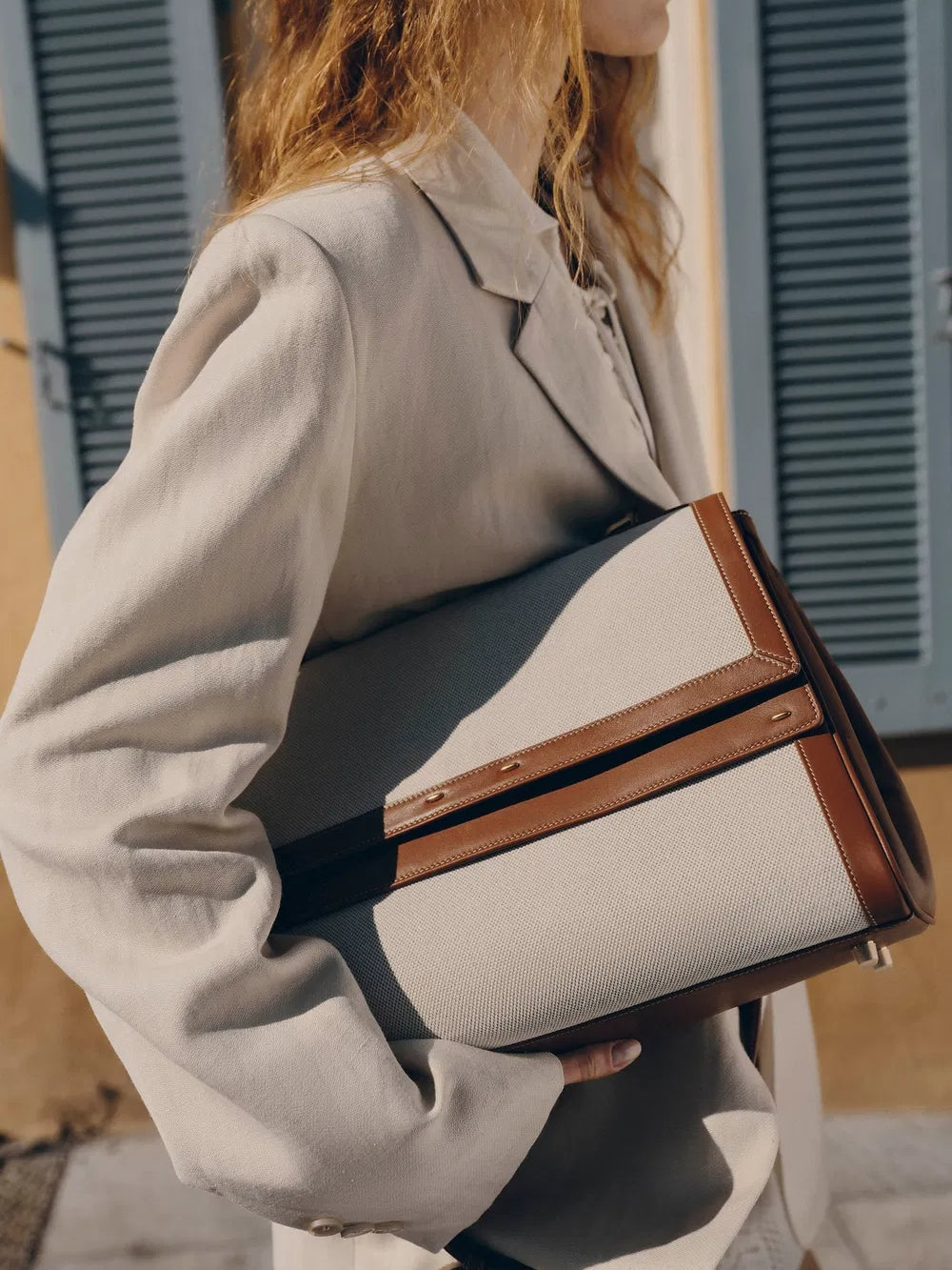 Double Flap Handbag In Calfskin Leather