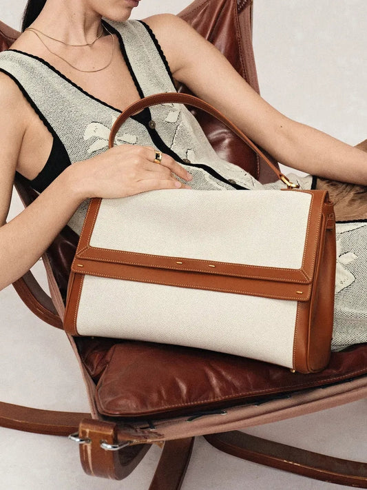 Double Flap Handbag In Calfskin Leather
