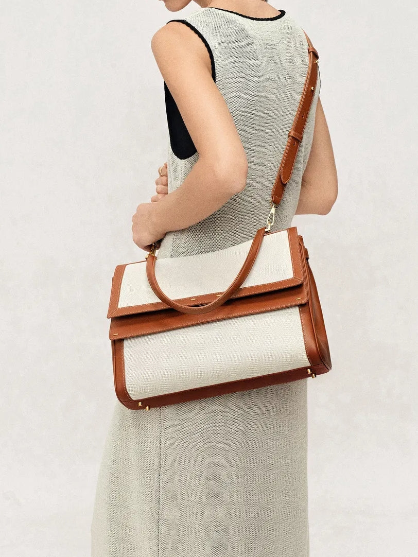 Double Flap Handbag In Calfskin Leather