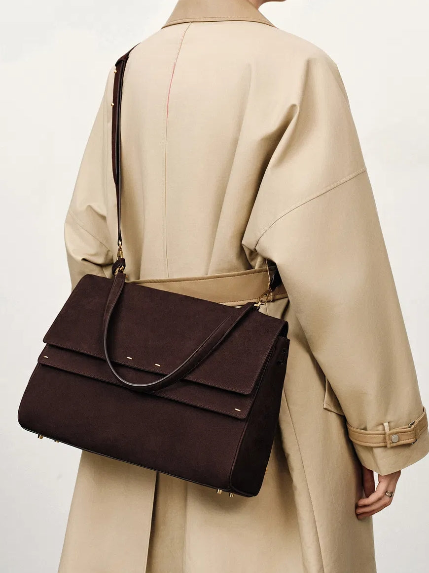 Double Flap Handbag In Calfskin Leather