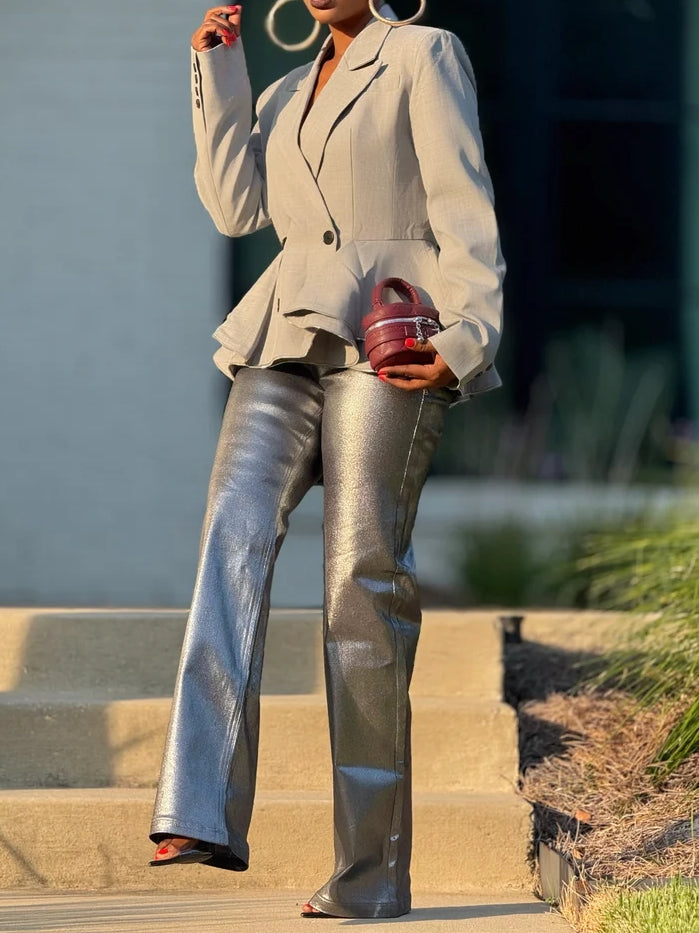Ruffled Button Blazer