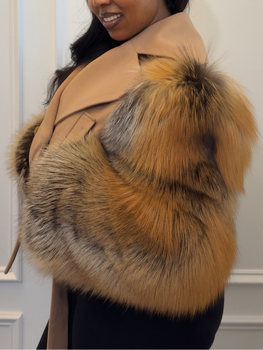 Bougie Fox Fur Crop Jacket