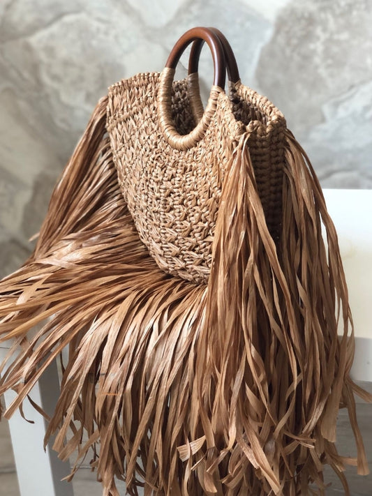 Woven Raffia Basket Bag